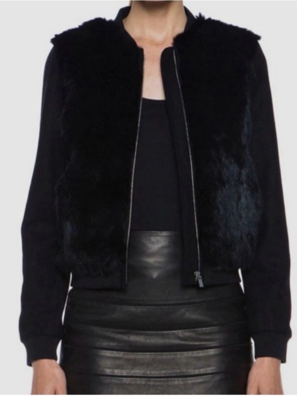 Diane Von Furstenberg Black Real Fur Jacket